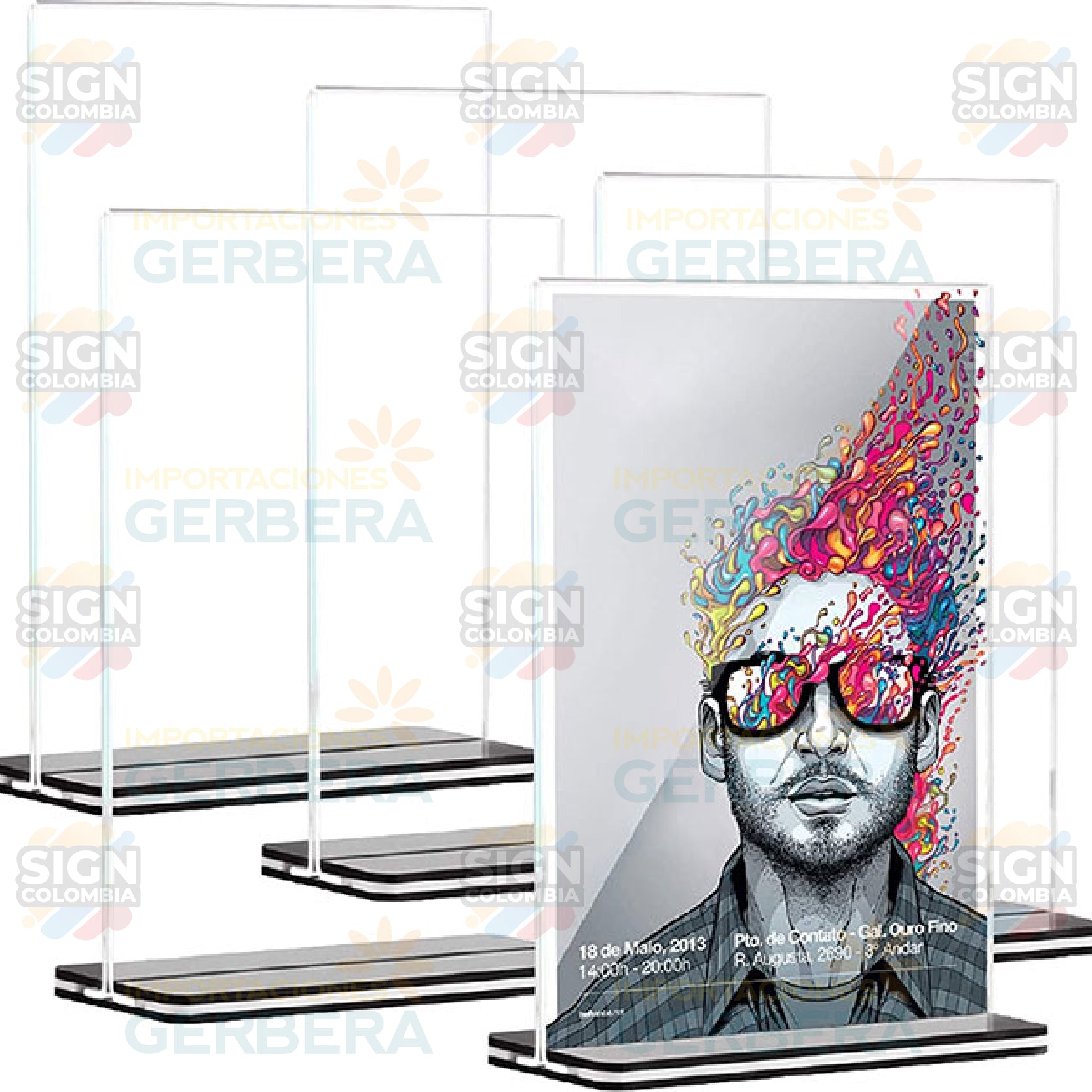 Soporte de acrílico con base negra - SIGN COLOMBIA Plotter de corte